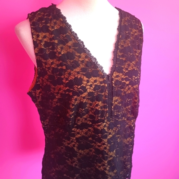 Kathleen Kirkwood Y2K Black Lace Overlay Sleeveless Blouse (NWT!) (Size L) - Picture 3 of 9